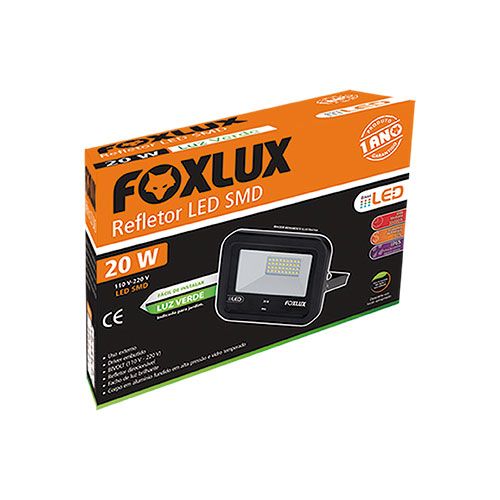 REFLETOR LED LUZ VERDE 20 WATTS - FOXLUX